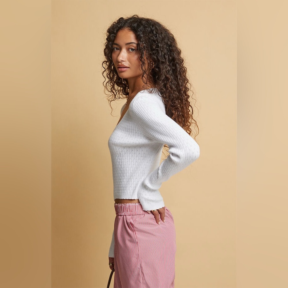 White Ribbed Sweater - Picture 2 of 4